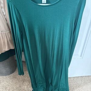 Old Navy Fitted Green Long Sleeve Tunic Dress